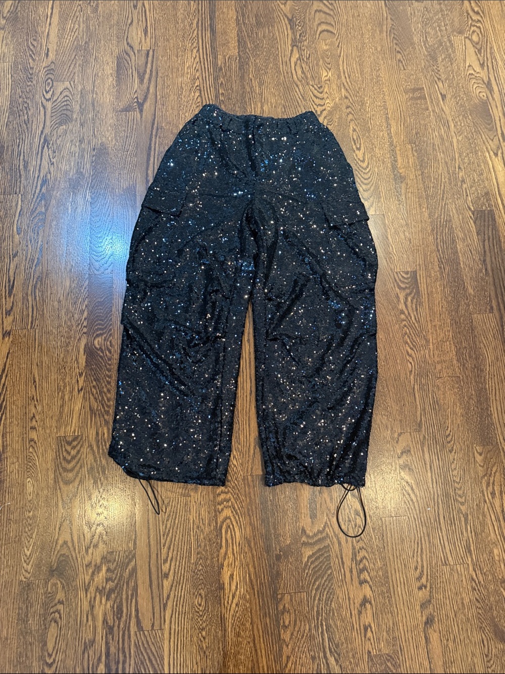 Black Sequin Cargo Pants